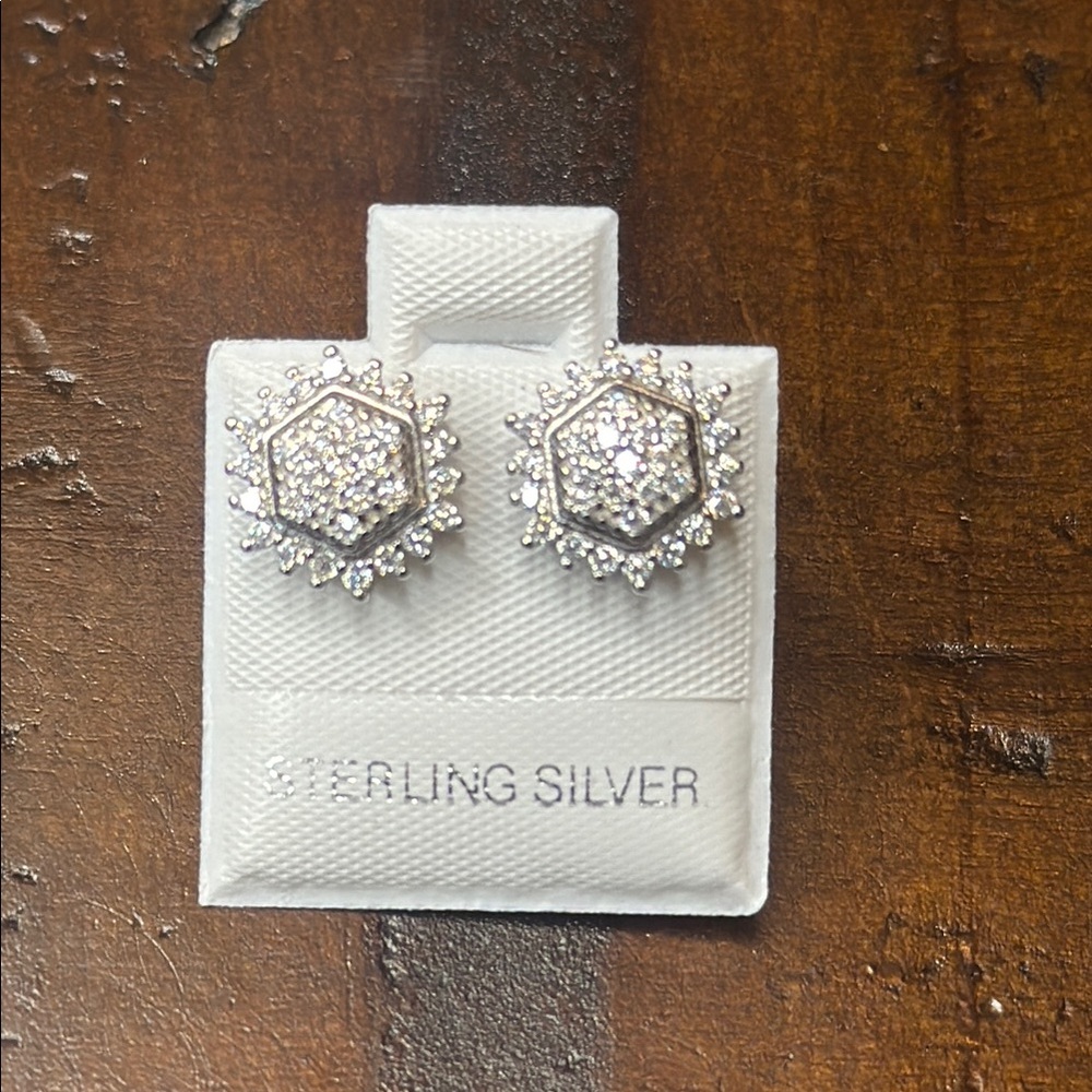 Snowflake Sterling Silver Moissanite Stud Earrings
